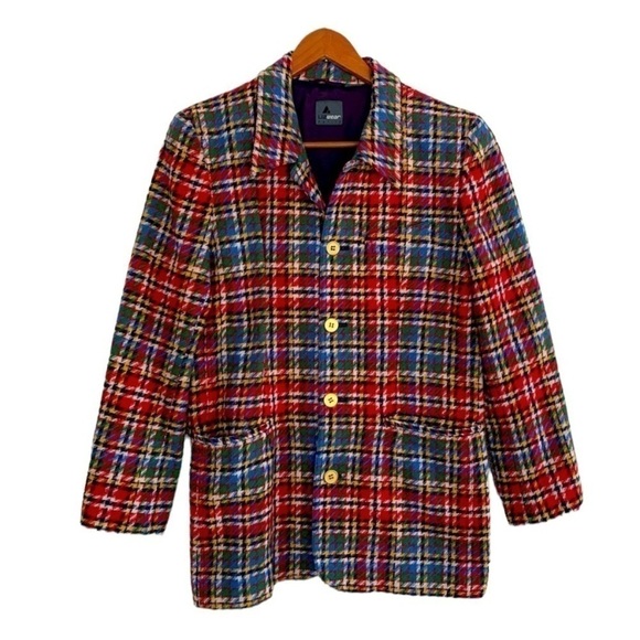 Wool houndstooth holiday structured blazer petite - Picture 1 of 13